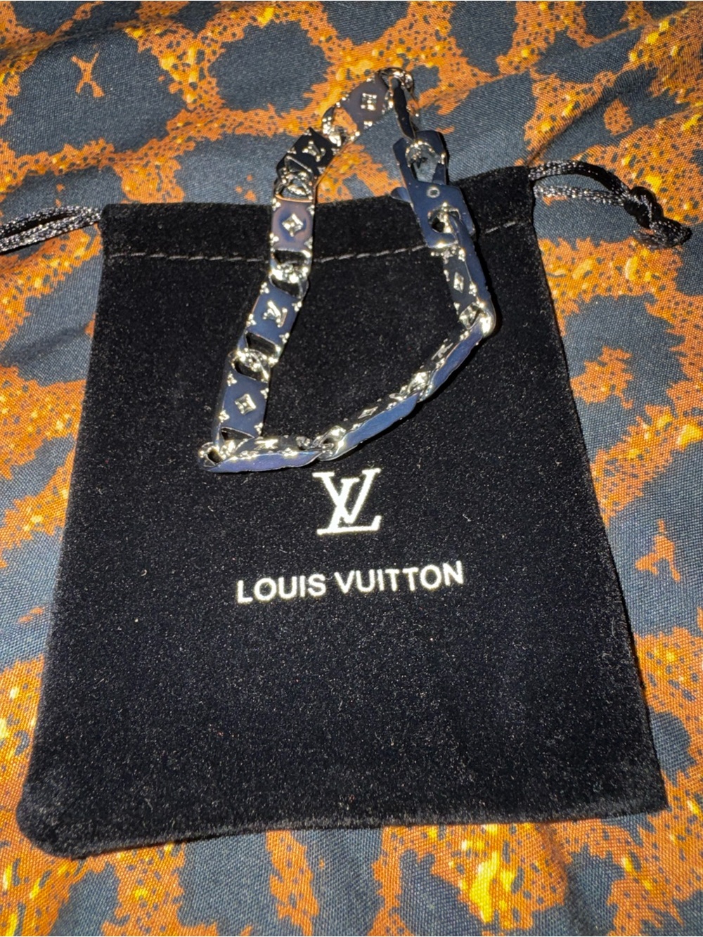 Louis Vuitton Silver Logo Chain Bracelet